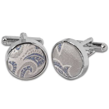Silver and Blue Paisley Cufflinks