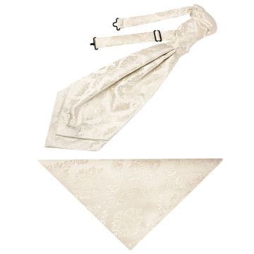 Ivory Paisley Men's Cravat Tie and Pocket Square Set