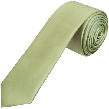 Plain Sage Green Satin Skinny Boys Tie