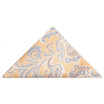 Peach and Blue Paisley Pocket Square