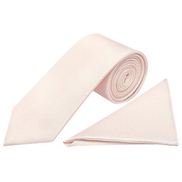 Plain Blush Silk Classic Men's Tie and Pocket Square Set