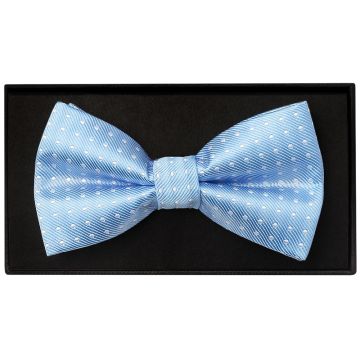 Handmade Light Blue And White Polka Dot Mens Bow Tie