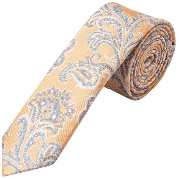 Peach and Blue Paisley Skinny Men's Tie