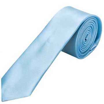 Plain Sky Blue Satin Skinny Men's Tie