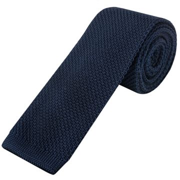 Navy Knitted Skinny Men's Tie