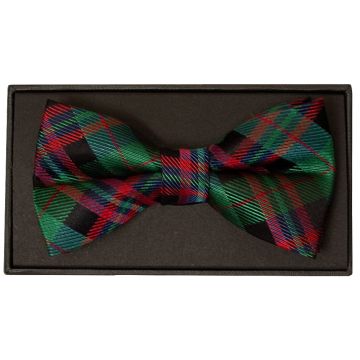 Green and Red Tartan Silk Mens Bow Tie