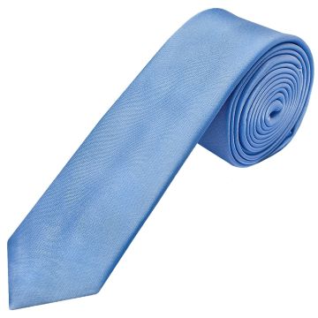 Plain Steel Blue Satin Skinny Men's Tie