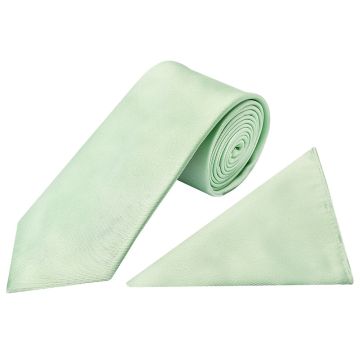 Pale Mint Satin Classic Mens Tie and Pocket Square Set