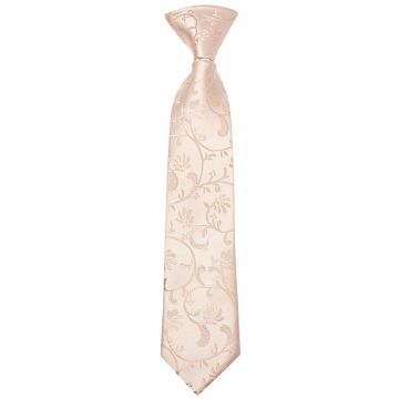 Pre Tied Light Peach Floral Boys Tie Age 4-7