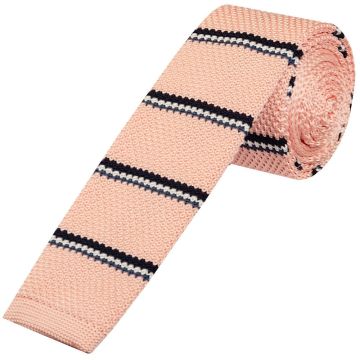 Pink Stripe Knitted Skinny Men's Tie