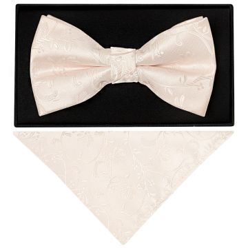 Blush Floral Handmade Mens Bow Tie and Pocket Square Set