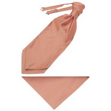 Plain Rose Quartz Satin Men's Cravat Tie and Pocket Square Set