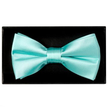 Plain Aqua Handmade Satin Mens Bow Tie