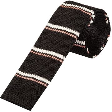 Black Stripe Knitted Skinny Men's Tie