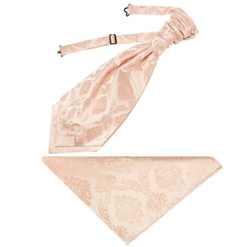 Light Peach Paisley Men's Cravat Tie and Pocket Square Set
