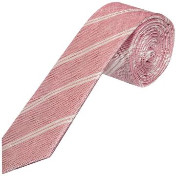 Light Pink Stripe Skinny Men's Silk Tie