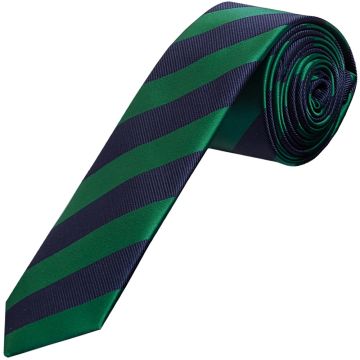 Navy and Green Striped Skinny Men's Tie