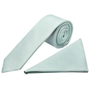 Plain Seafoam Blue Silk Skinny Boys Tie and Pocket Square Set