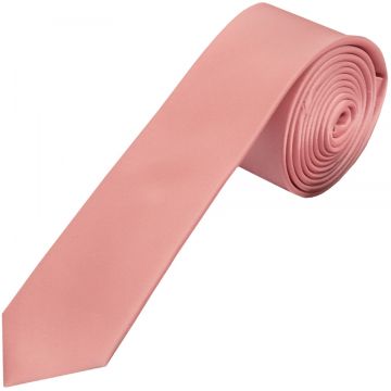 Plain Pink Satin Silk Skinny Men's Tie