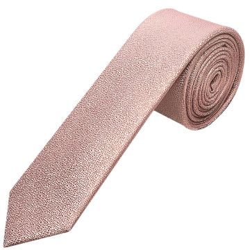 Plain Rose Gold Textured Silk Skinny Men's Tie