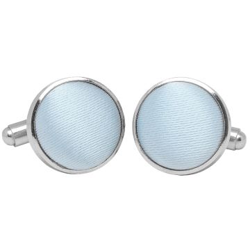 Plain Misty Blue Satin Cufflinks