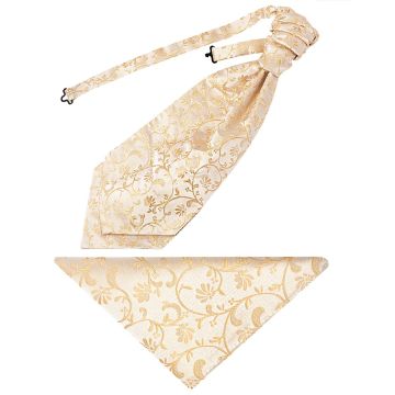 Caramel Floral Men's Cravat Tie and Pocket Square Set