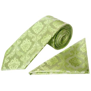Sage Green Paisley Classic Men's Tie and Pocket Square Set