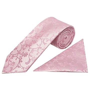 Dusty Pink Floral Classic Men's Tie and Pocket Square Set