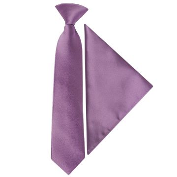 Pre Tied Light Mauve Boys Tie and Pocket Square Set Age 4-7