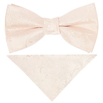 Pre Tied Blush Floral Boys Bow Tie and Pocket Square Set