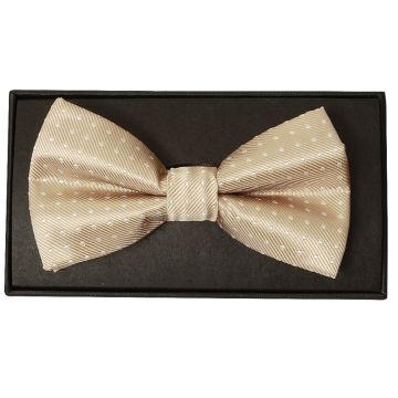 Handmade Champagne And White Polka Dot Mens Bow Tie