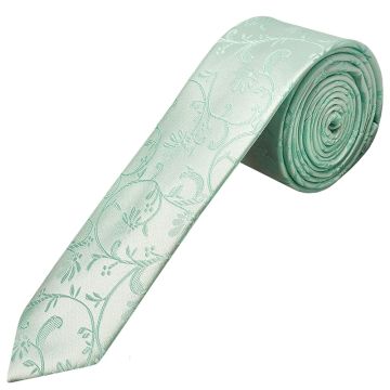 Mint Green Floral Skinny Boys Tie