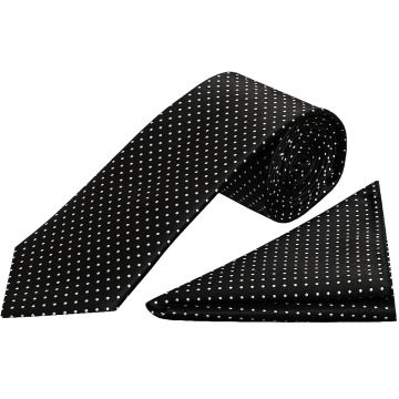 Black and White Polka Dot Classic Men's Tie Pocket Square Set