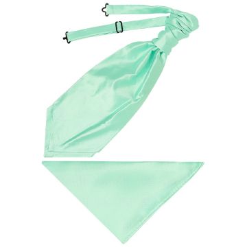 Plain Mint Men's Cravat Tie and Pocket Square Set