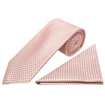 Rose Gold Diamond Neat Classic Men's Tie and Pocket Square Set