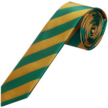 Green and Gold Striped Skinny Men's Tie