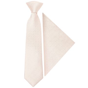 Pre Tied Blush Self Floral Textured Silk Boys Tie and Pocket Square Set Age 4-7 