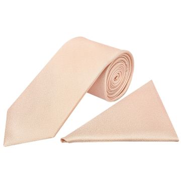 Plain Nude Silk Classic Men's Tie and Pocket Square Set