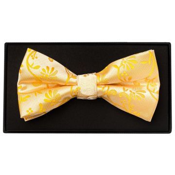 Bright Yellow Floral Handmade Mens Bow Tie