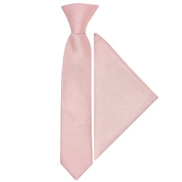 Pre Tied Dusty Rose Silk Boys Tie and Pocket Square Set Age 4-7