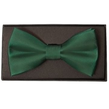 Plain Forest Green Satin Silk Mens Bow Tie