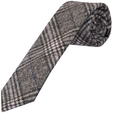 Light Grey Check Tweed Skinny Boys Tie