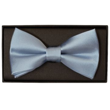 Plain Sky Blue Satin Silk Mens Bow Tie