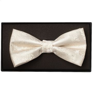 Ivory Paisley Handmade Mens Bow Tie