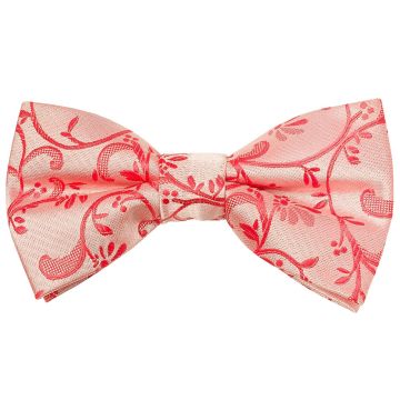 Pre Tied Coral Pink Floral Boys Bow Tie Age 8-11
