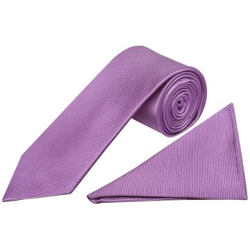 Lilac Silk Twill Classic Men's Tie and Pocket Square Set