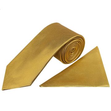 Mustard Yellow Silk Twill Classic Mens Tie and Pocket Square Set
