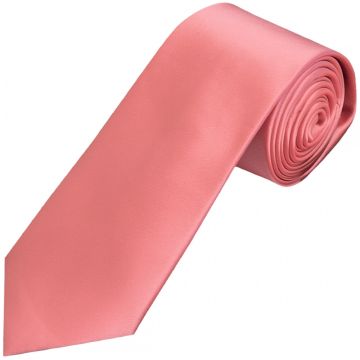 Plain Light Coral Pink Satin Classic Men's Tie