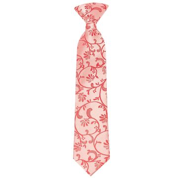Pre Tied Coral Pink Floral Boys Tie Age 4-7