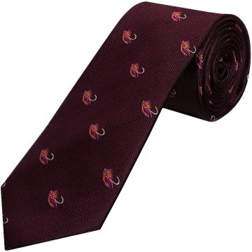 Burgundy Fly Fishing Silk Classic Men's Tie